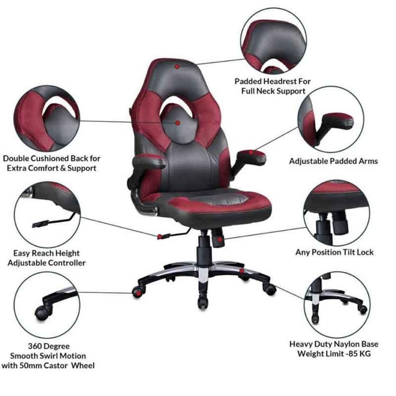 Caddy 27.5x17x46 inch Multicolour Leather Gaming Ergonomic Chair with Headrest, MISG7