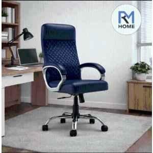 RM HOME Elvon Luxe Leather High Back Blue Executive Chair