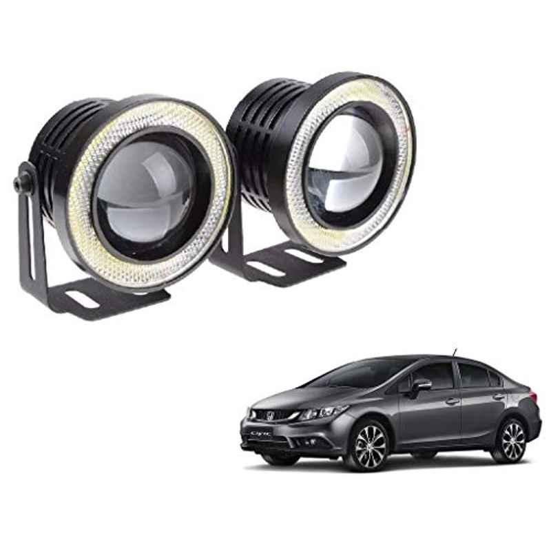 Kozdiko 2 Pcs 15W 3.5 inch High Power White LED Projector COB Fog Light Set with White Angel Eye Ring for Honda Civic, koz_72465