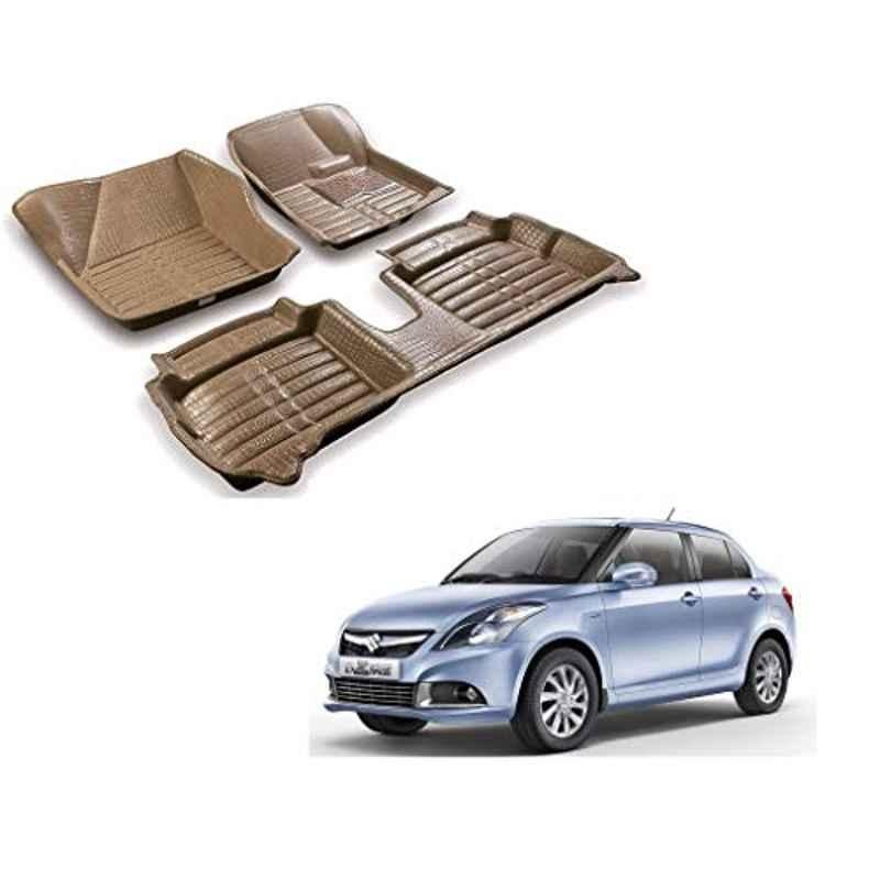 Kozdiko 3 Pcs 5D Beige Car Foot Mat Set for Maruti Suzuki Swift Dzire, koz_21678