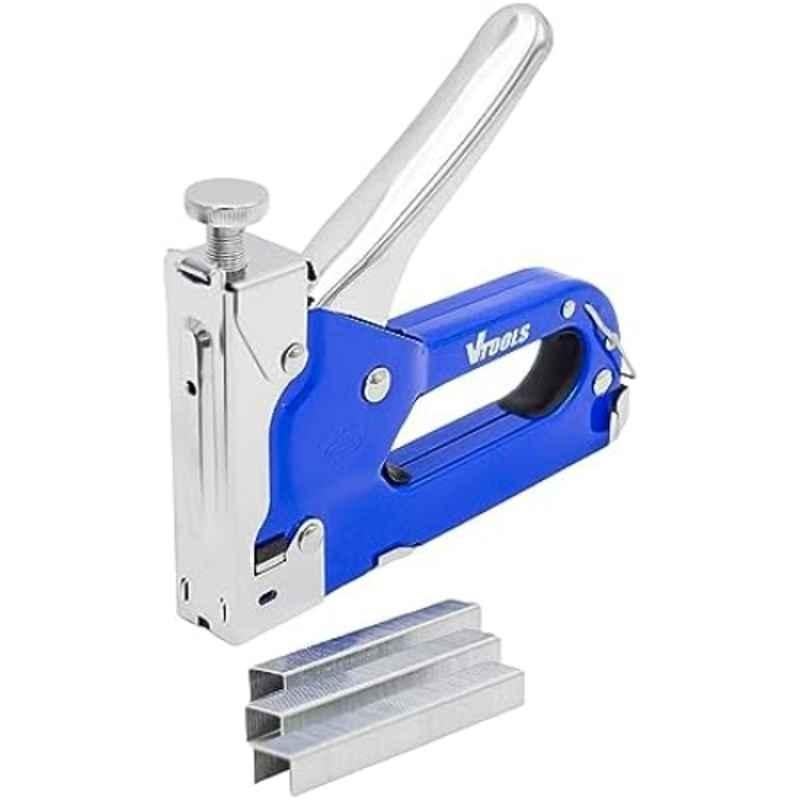 VTOOLS Blue Manual Staple Gun with Adjustable Force & 300 Pcs 14 mm U Type Staples, VT2213