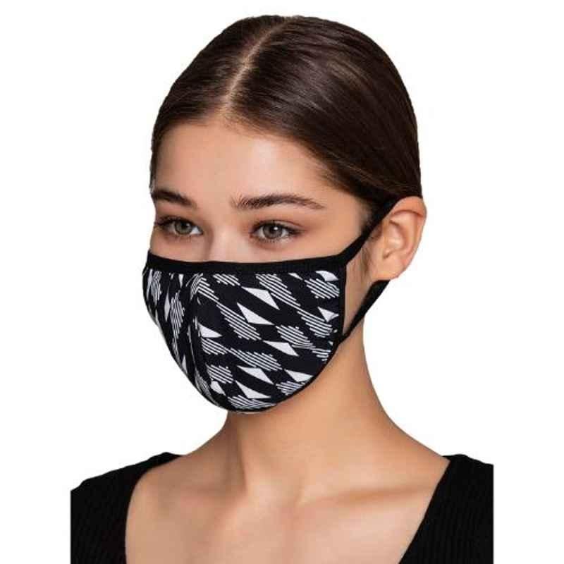 Clovia MASK19P13 3 Ply Washable Printed Black Face Mask (Pack of 15)