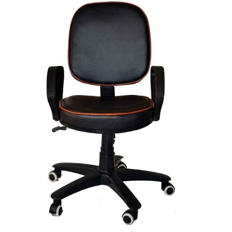 Chair Garage PU Leatherette Black Adjustable Height Office Chair with Back Support, CG132 (Pack of 2)