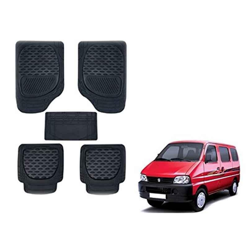 Kozdiko 6255TW 5 Pcs PVC & Rubber Black Car Mat Set for Maruti Suzuki Eeco