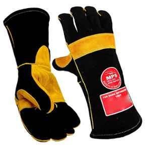 MPS 001 Leather & Cotton Black Welding Safety Gloves, Size: Free (Pack of 60)
