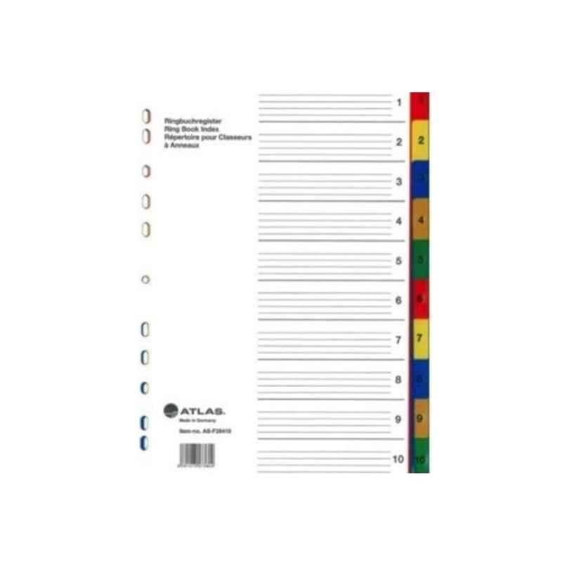 Atlas A4 Plastic Colored Divider with numbers 1-10