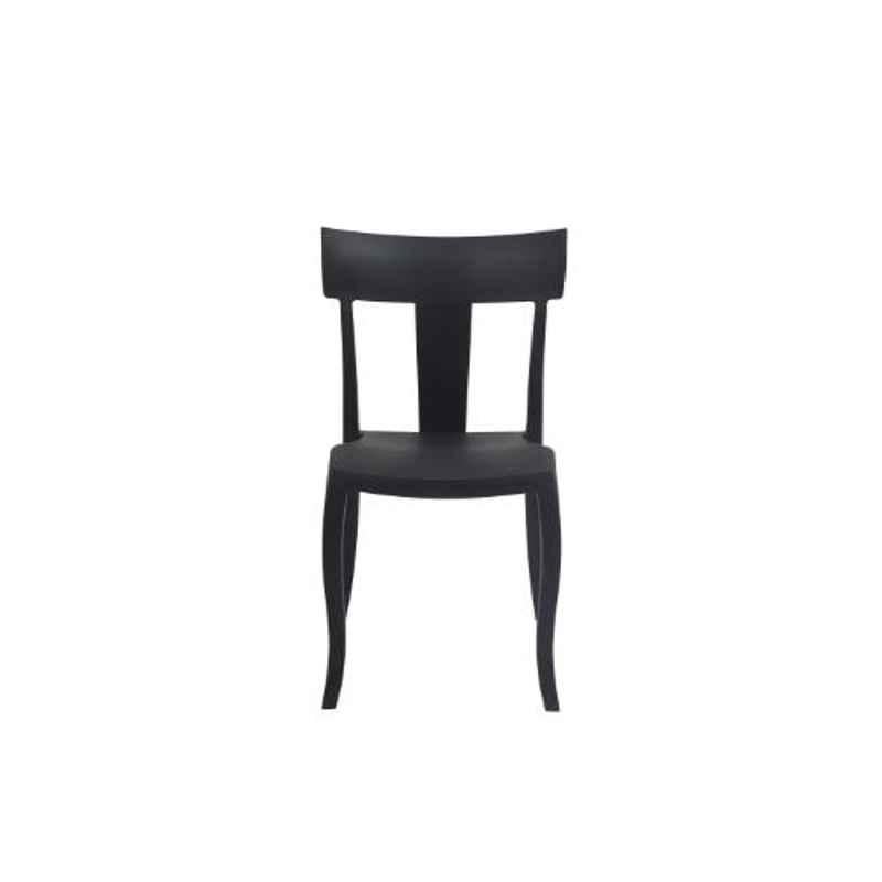 Supreme Deck Wooden Looks Plastic Cafeteria Black Chair (Pack of 2)