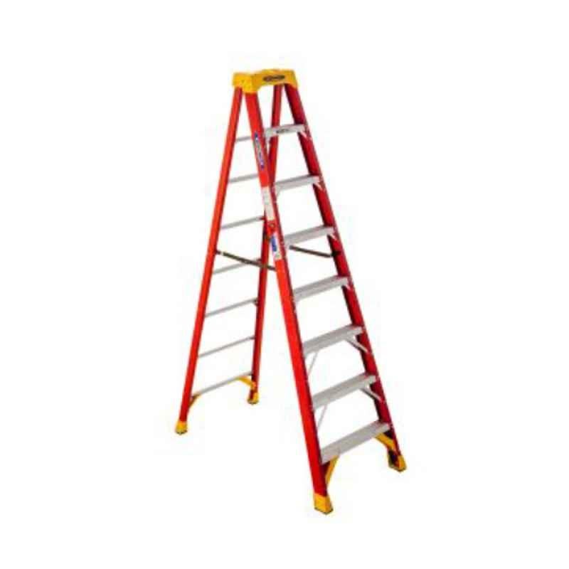 Werner 62 300lbs 8 Step Fiberglass & Aluminium Orange & Yellow Ladder, 6208