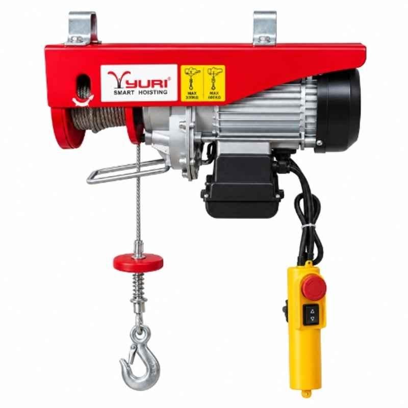 Yuri 500kg 1020W 4mm Mini Electric Wire Rope Hoist with Copper Winding Motor & 20m Wire Rope, PA-500