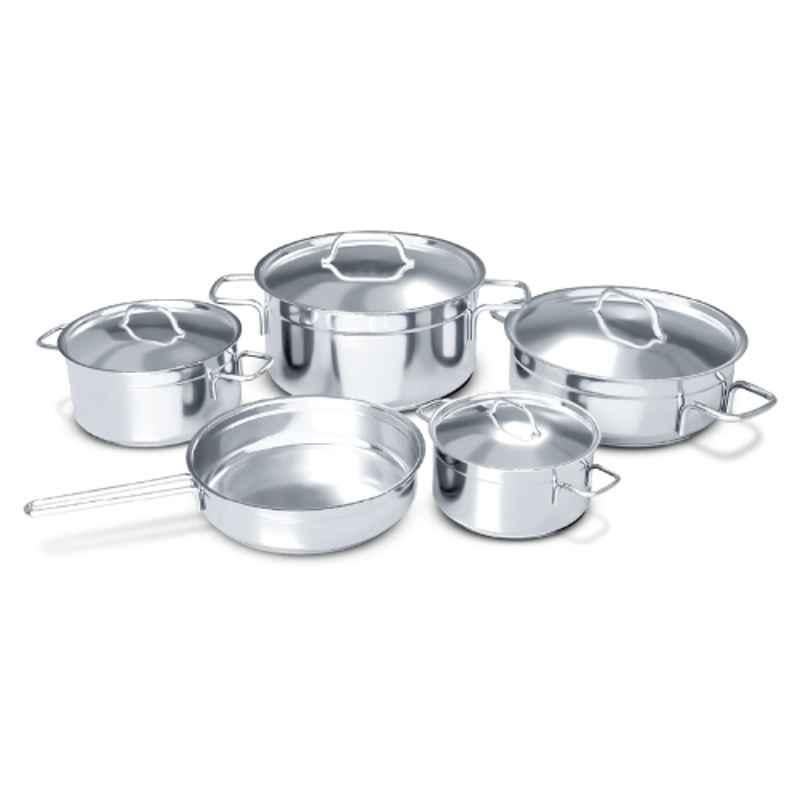 Impex 9Pcs Stainless Steel Silver Cookware Set with Induction Base, KSC 9