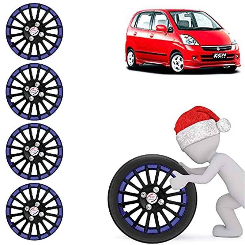 Auto Pearl 4 Pcs 13 inch ABS Black & Blue Press Fitting Wheel Cover Set for Maruti Suzuki Zen Estilo Type 2