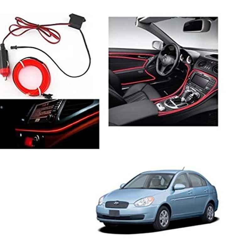 Kozdiko 12V Red Car Interior Decor Neon Strip Light for Hyundai Old Verna