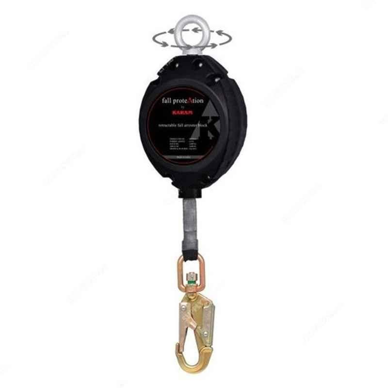 Karam 6m Polymer Black Retractable Fall Arrester with Webbing, PCWB06
