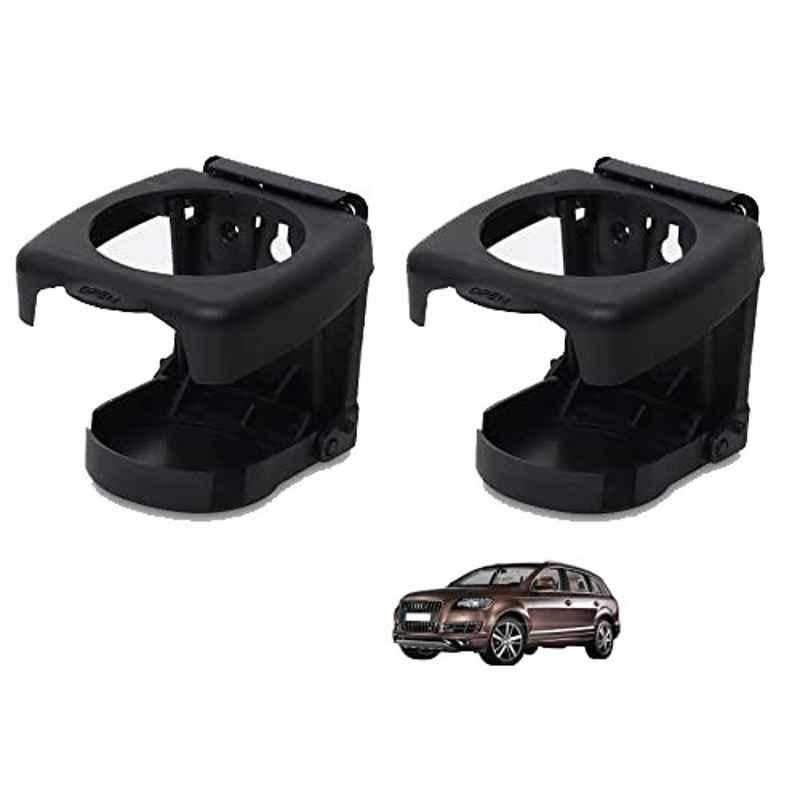 Kozdiko Plastic Black Foldable Car Drink Holder for Audi Q7 (Pack of 2)