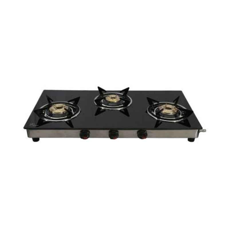 Good Flame Kwid 3 Burners Manual Ignition Glass Gas Stove, GF0073