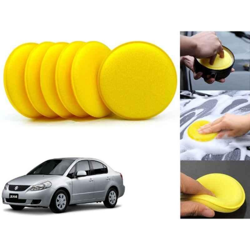 Auto Pearl Polyurethane Beige Washing & Waxing Polish Foam Sponge for SX4 (Pack of 6)