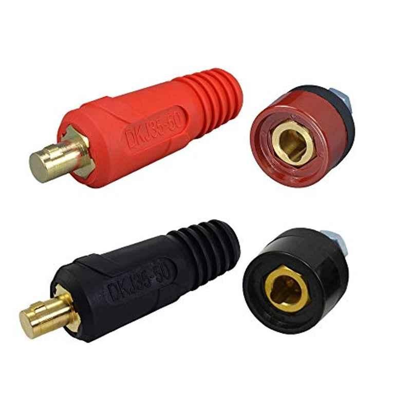 Riverweld 4Pcs 315A Red & Black Welding Cable Panel Connector Set, DKJ35-50 & DKZ35-50