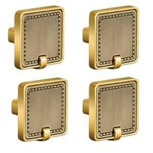 Plantex Knobs for Drawers/Drawer Knobs/Square Knob for Cabinets/Pull-Push Knob for Kitchen/Bedroom/Drawer - Pack of 4 (Brass Antique & Gold)