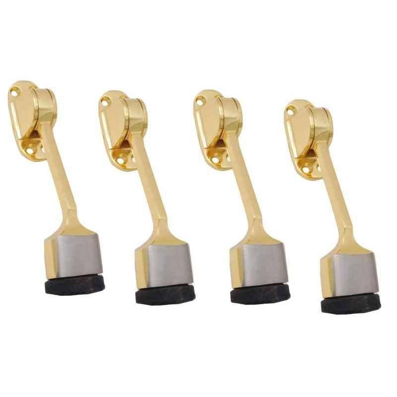 Smart Shophar 5 inch Brass Gold Silver Vanilla Door Stopper, SHA10ST-VANI-GS05-P4 (Pack of 4)
