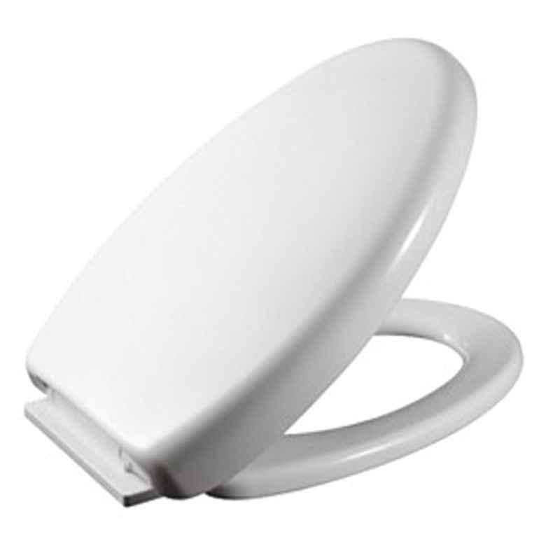 Bold Stainless Steel & Polypropylene White D-Shape Toilet Seat & Cover, TECTST2400400