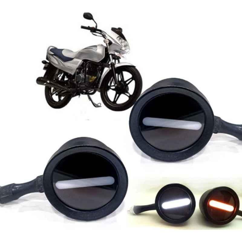 Auto Pearl 2 Pcs 12V Black Bike Front LED Indicator Light Set for KTM Freedom, F291-picture-19