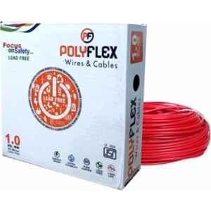Polyflex 1.5 Sqmm Red FR PVC Multistrand Electrical Wire, RP015, Length: 90m