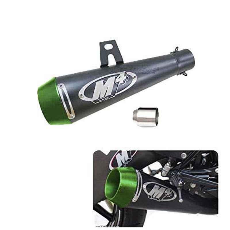 AllExtreme EX51MSS 51mm Silver Tail Inlet Long Grenade Launcher Shape Exhaust Pipe Muffler with Explosion Fire Shot Sound