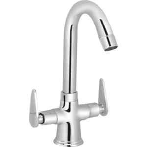 Prestige Slim Brass Chrome Finish Silver Center Hole Basin Mixer