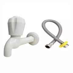 Fastgear Stainless Steel Silver & White Chrome Finish Bathroom Faucet Set, FG2281