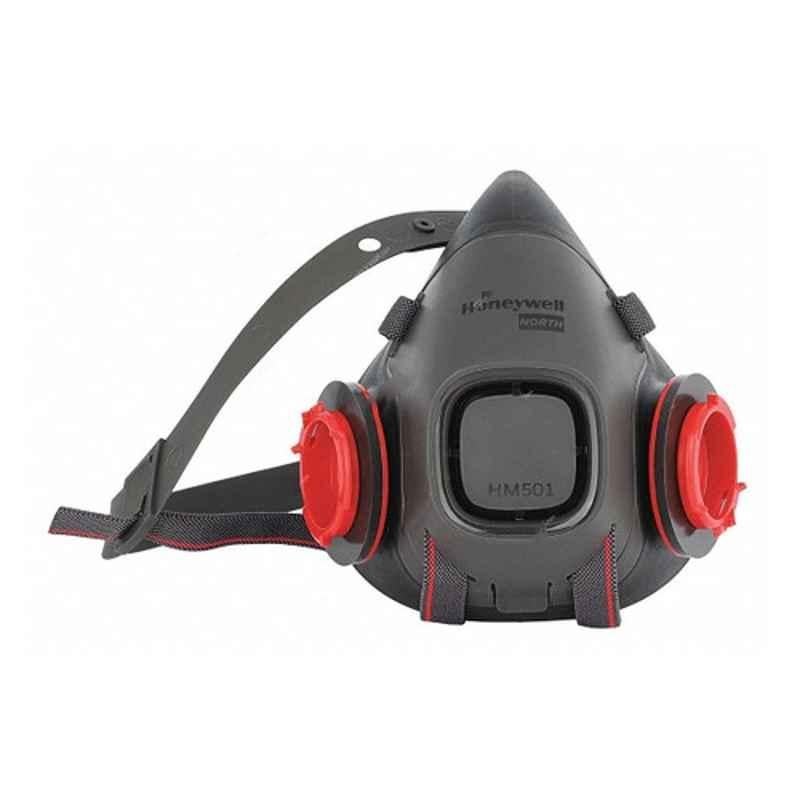 Honeywell North Series HM501TM Elastomer Black Threaded Fixed Half Mask Respirator, Size: M