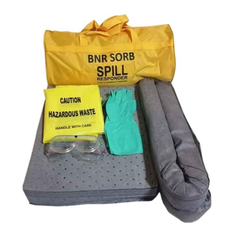 BNR Sorb 10 Gallon Non Woven Grey & Yellow Universal Chemical Spill Kit