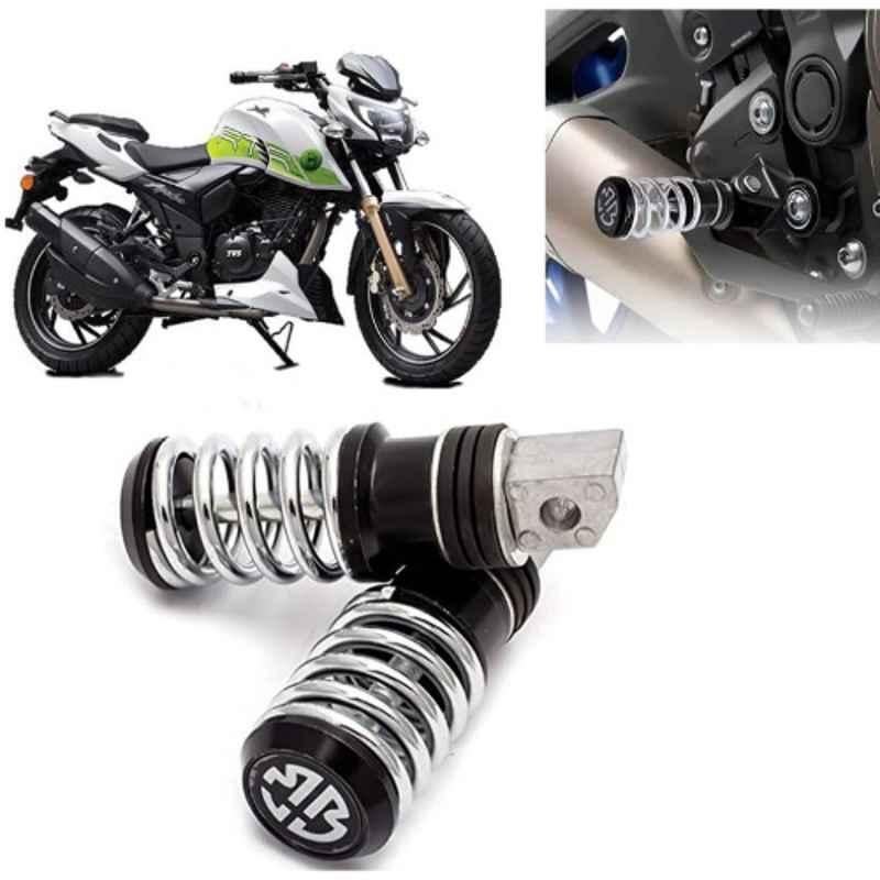 Auto Pearl 2 Pcs Steel Black Foot Rest Spring Coiled Set for Apache RTR 200 Fi E100