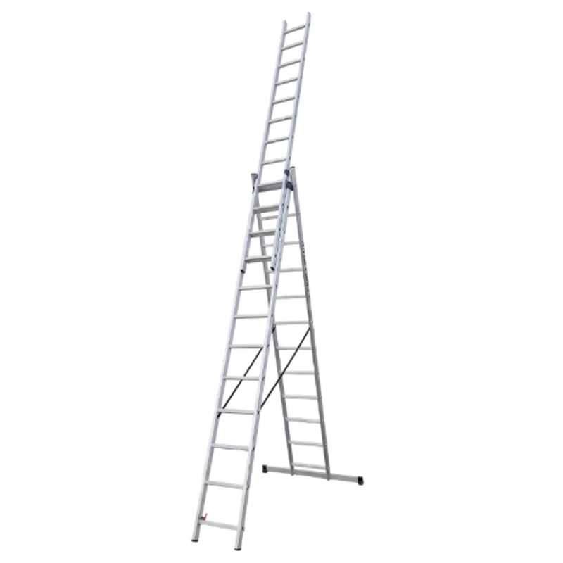 EMAC 12 Step Aluminium Silver Anti Slip Folding Combination Ladder, E3CL-12