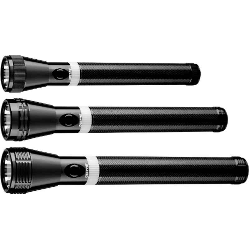 Geepas 211mm Aluminium Rechargeable LED Flashlight, GFL4623 (Pack of 3)