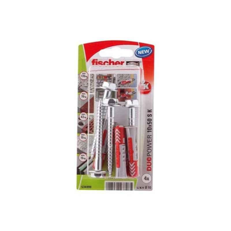 Fischer Duopower 10x50mm WH K Fixing Plug, 535002 (Pack of 4)