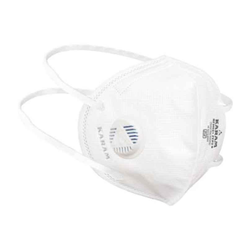 Karam Select White FFP2S Disposable Face Mask with Head Band & Exhalation Valve, RFH02+