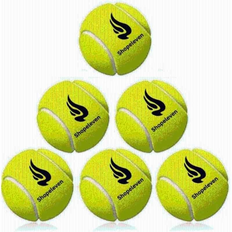 Shopeleven Rubber Green Standard Lightweight & Long-Lasting Tennis Balls (Pack of 6)