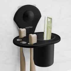 Plantex Royal Self Adhesive Stainless Steel Tooth Brush Holder/Tumbler Holder/Bathroom Accessories Black, Powder Coated