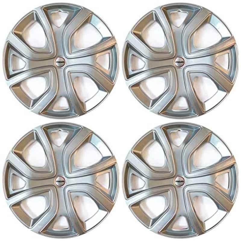 Prigan 4 Pcs 16 inch Polypropylene Silver Wheel Cover Set for Nissan Terrano, Altroz Silver 16