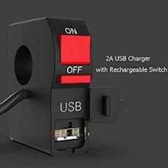 AOW 12V 7/8��� Motorcycle Handlebar Switch with ON/Off Button and USB Charging Port (2 Amp) T-42Suitable for All Bikes