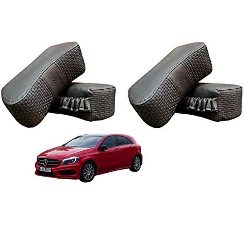 Kozdiko 4 Pcs CV Designer Grey Leatherite Neck Rest Car Cushion Pillow Set for Mercedes Benz A-Class