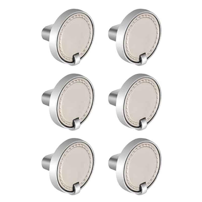 Plantex Knobs for Drawers/Drawer Knobs/Round Knob for Cabinets/Pull-Push Knob for Kitchen/Bedroom/Drawer (Pack of 6) Satin Steel & Chrome