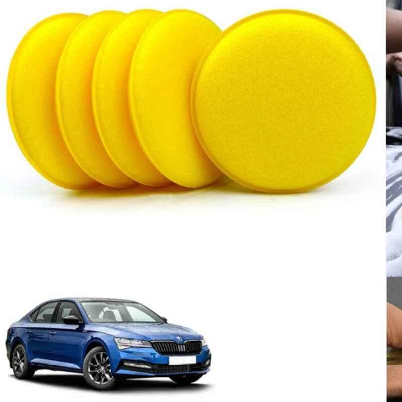 Auto Pearl Polyurethane Beige Washing & Waxing Polish Foam Sponge for Superb 2021 (Pack of 5)