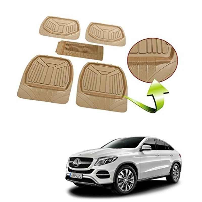 Kozdiko 5 Pcs Rubber Beige 3G Rubber Mat Set for Mercedes Benz S-Class