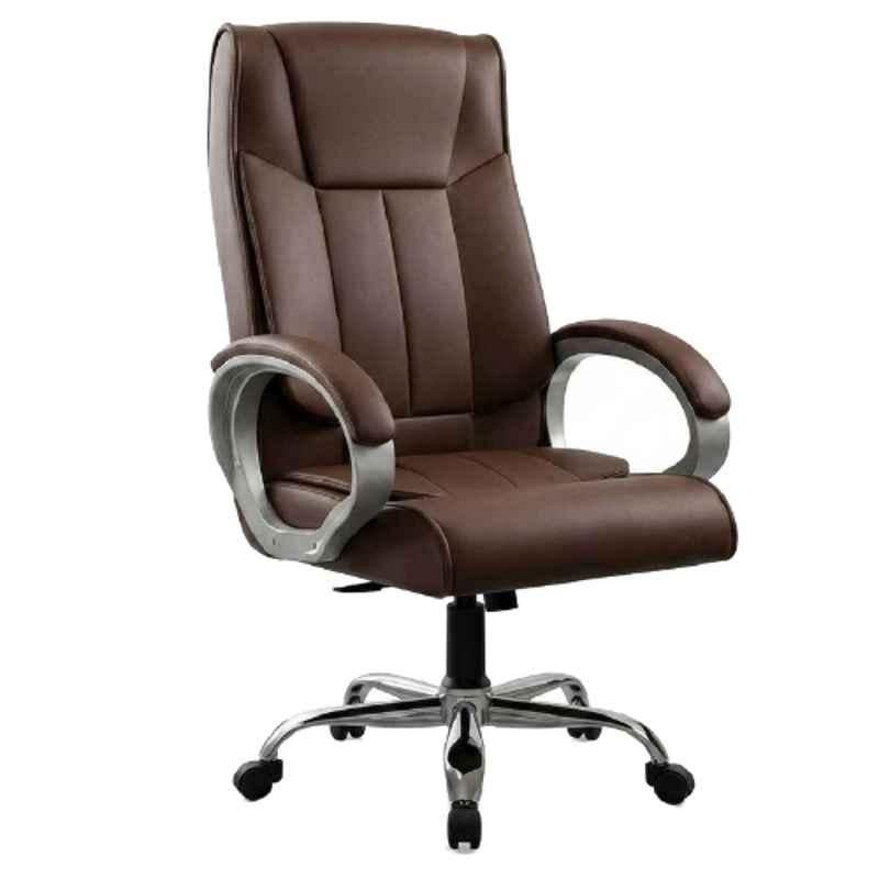 ZRF Leatherette Brown High Back Armrest Ergonomic Office Chair, KITO9102