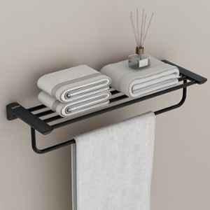 Plantex Space Aluminium Towel Holder in Bathroom/Towel Rod/Bathroom Towel Holder/Bathroom Accessories Black 24 inch
