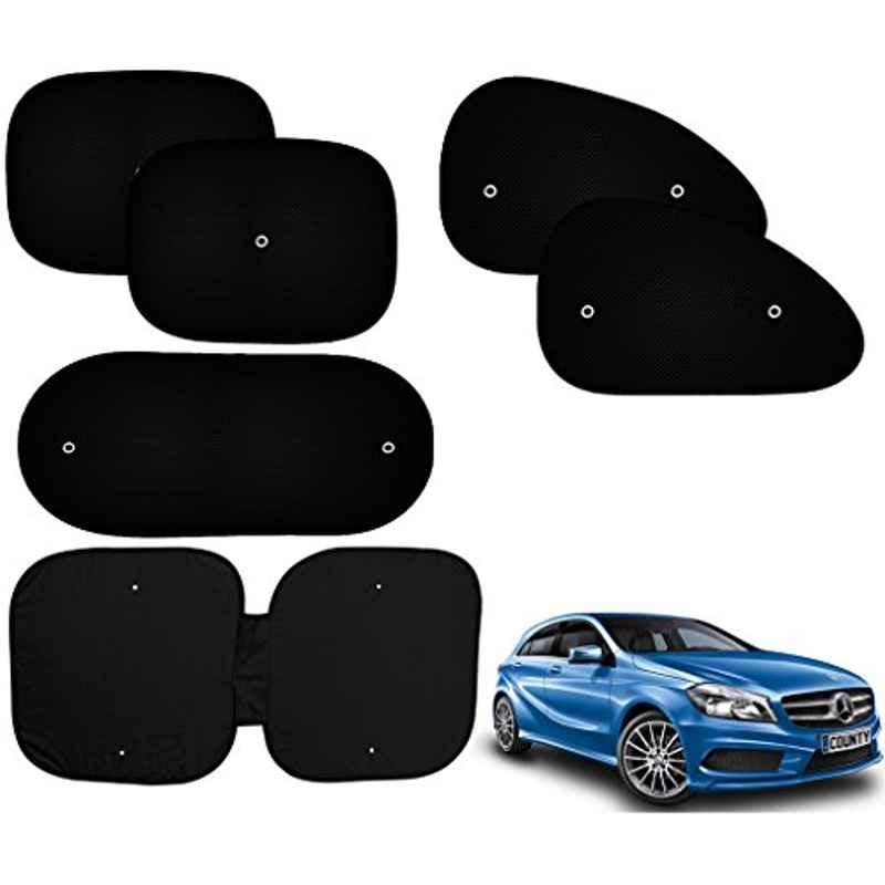 Auto Pearl 6 Pcs PVC & Mesh Black Window, Front & Rear Sun Shade Set for Mercedes Benz A-Class