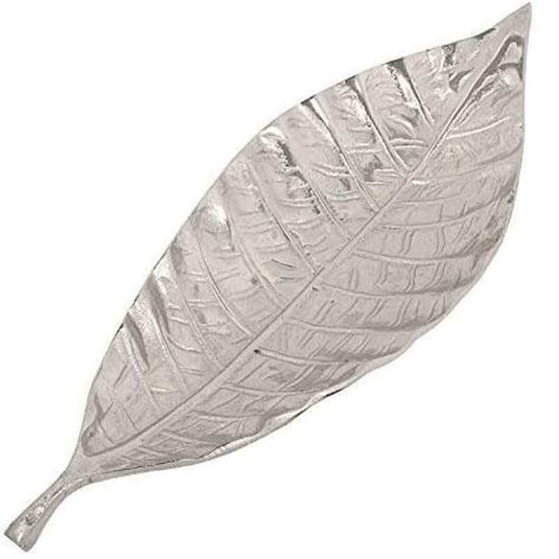 Casa Decor Silver Beet Leaf Aluminum Serving Tray, CDTRY0087