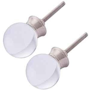 Atom 1.25 Inch Round Clear Crystal Glass Cabinet Door knob (Pack of 2)