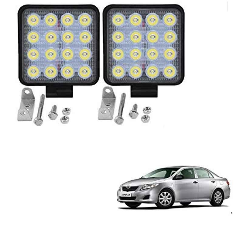 Kozdiko 2 Pcs 48W 16 LED White Bright Beam Square Fog Light Set for Toyota Corolla, koz_92675